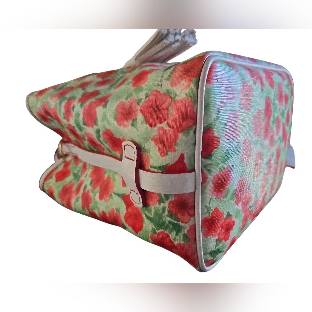 Dooney & Bourke Red and White Floral Drawstring Bucket Bag - Picture 6 of 16